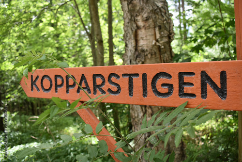 Wegweiser zum Kopparstigen in Kopparberg, Örebro, Schweden