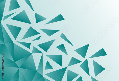 Abstract teal geometric background with polygonal shapes. Modern low poly design in shades of blue and green.