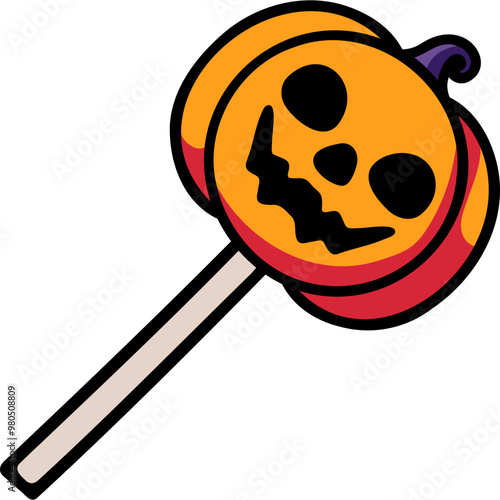 cute halloween pumpkin lolipop illustration for card website, application, printing, document, poster design, etc.