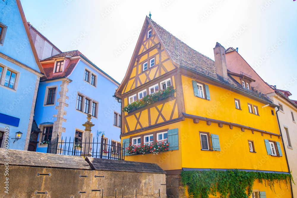 Rothenburg ob der Tauber, Germany - A sunny day at the picturesque village of Rothenburg ob der Tauber, Germany