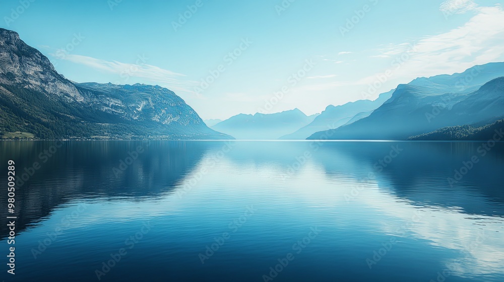 Calm lake scenery with a clear spot for text Calm lake scenery with a clear spot for text
