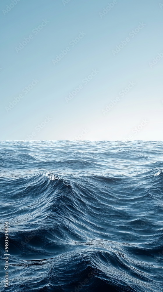 Fototapeta premium Calm ocean waves with an empty space for text