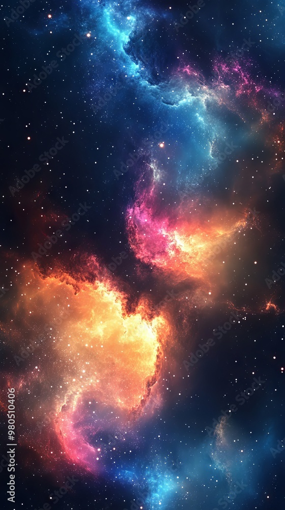 Naklejka premium Galaxy background with stars and a dark area for text