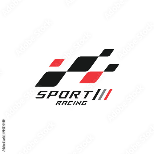 Racing stipes sport checkered graphic logo