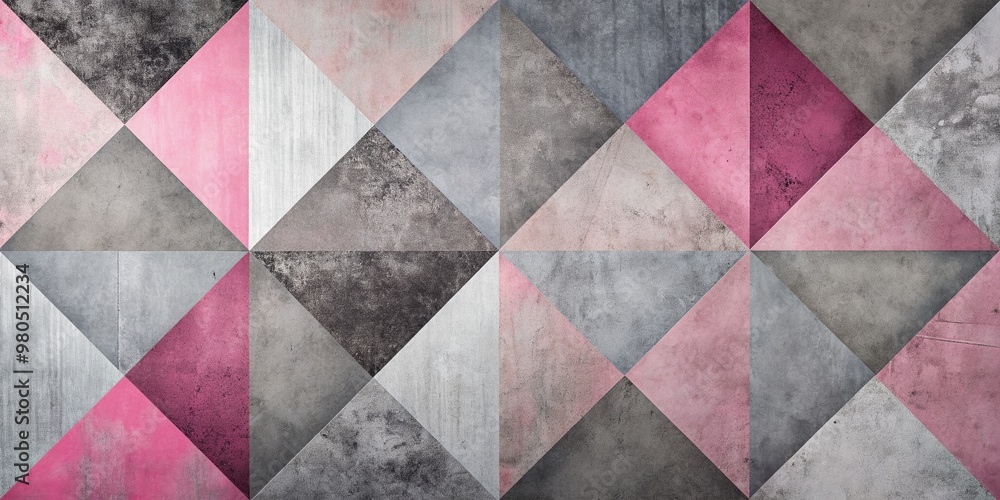 Abstract geometric shapes in gradient hues of pink and grey overlay a concrete stone texture, creating a modern, sleek design element for business print and websites. Abstract geometric shapes in gradient hues of pink and grey overlay a concrete stone texture, creating a modern, sleek design element for business print and websites.