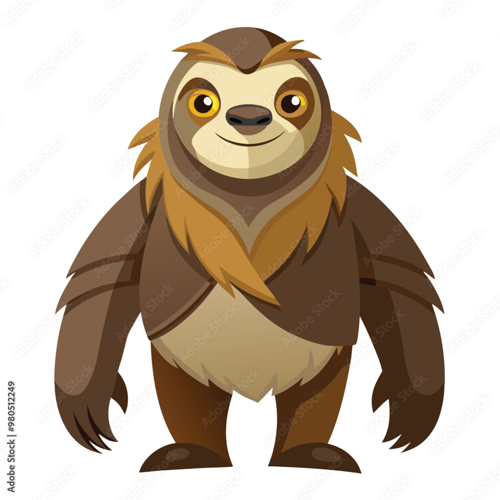 Naklejka premium Print Handsome Sloth Clipart Vector Illustration Featuring Adorable and Charming Animal Design