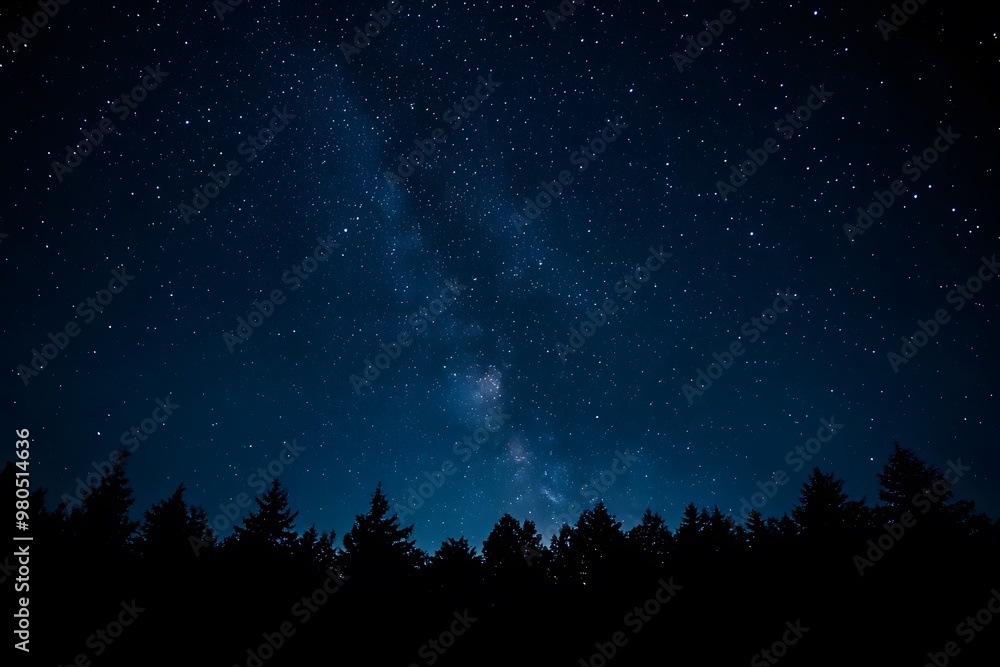 A dark night sky with stars and the Milky Way galaxy in view. A dark night sky with stars and the Milky Way galaxy in view.