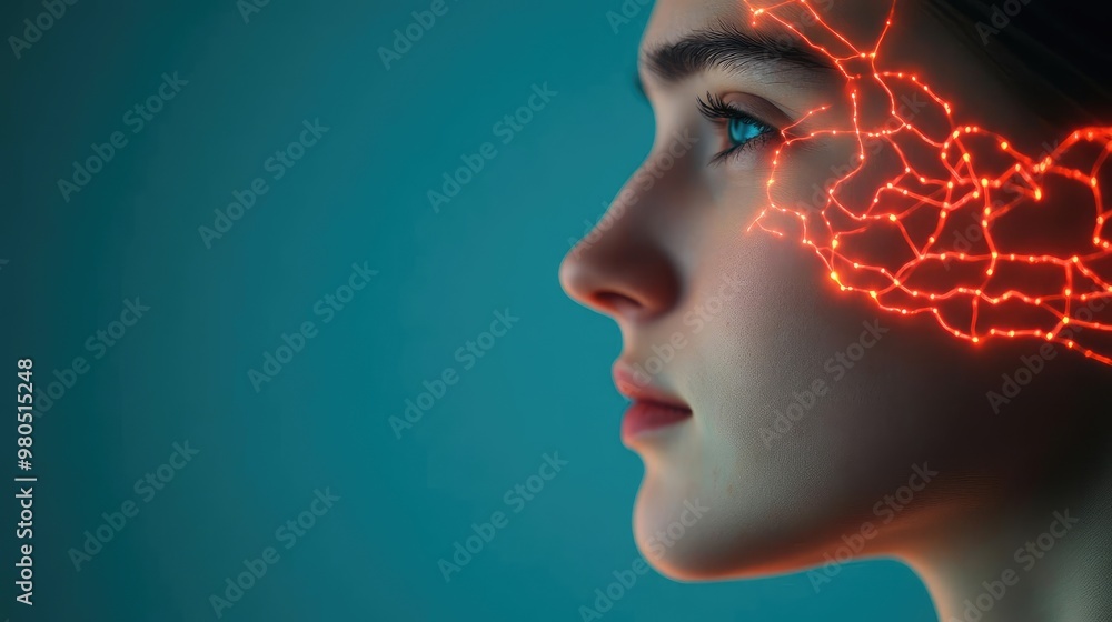 Close-up of a person s face during EMDR therapy, light trails representing exposure and desensitization, resilience visualized through glowing neural connections Close-up of a person s face during EMDR therapy, light trails representing exposure and desensitization, resilience visualized through glowing neural connections