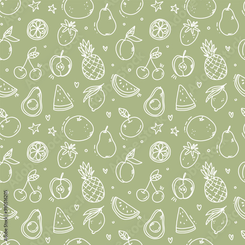 vector seamless pattern with fruits