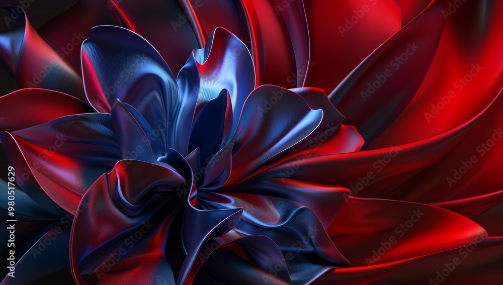 Abstract background. Windows wallpaper, red and blue gradient, forms of abstract shapes, forms in the shape of petals or flowers, Vibrant Digital Dahlia: An Artistic Floral Abstract background. Windows wallpaper, red and blue gradient, forms of abstract shapes, forms in the shape of petals or flowers, Vibrant Digital Dahlia: An Artistic Floral