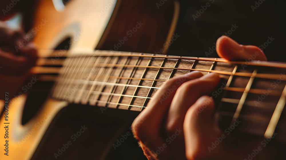 Fototapeta premium Hands Playing Acoustic Guitar