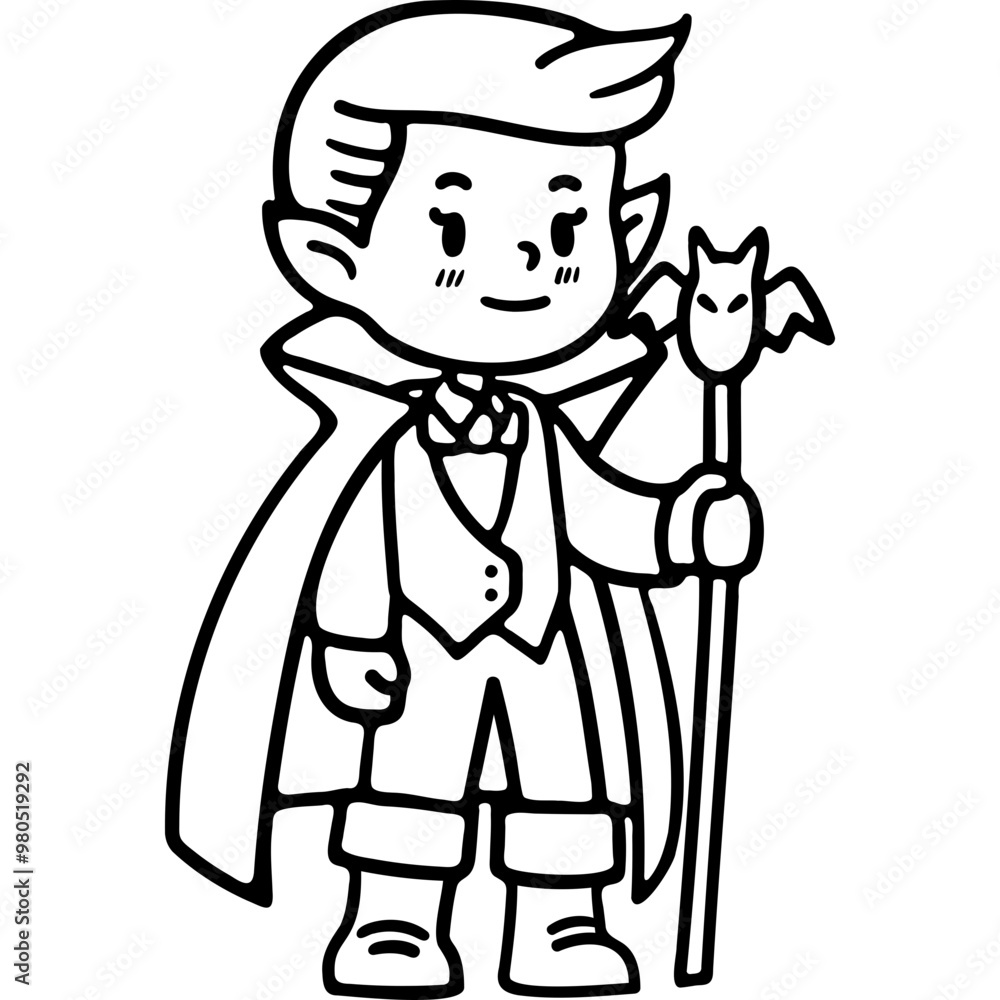 cute dracula boy halloween costume illustration for card website, application, printing, document, poster design, etc. cute dracula boy halloween costume illustration for card website, application, printing, document, poster design, etc.