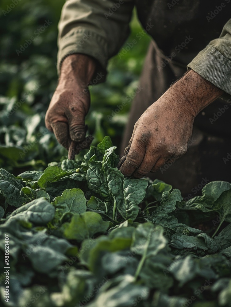 A Farmer Cultivating Vegetables in a Field A Farmer Cultivating Vegetables in a Field