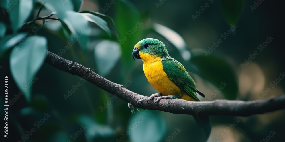 Naklejka premium Vivid Parrot Perched on Branch