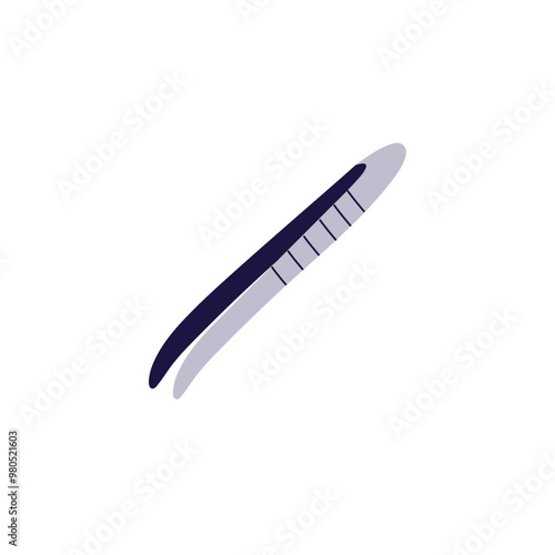 Eyebrow tweezers for beauty procedures. Surgical forceps, pincers, medical pliers. Cosmetic tool icon. Metal instrument in first aid kit. Flat isolated vector illustration on white background