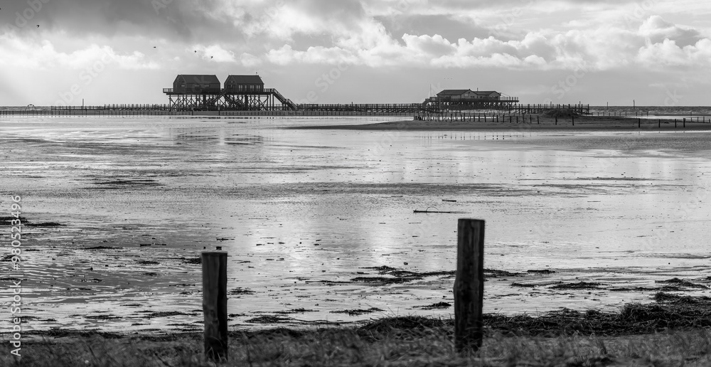 North Sea beach at low tide in Saint Peter Ording