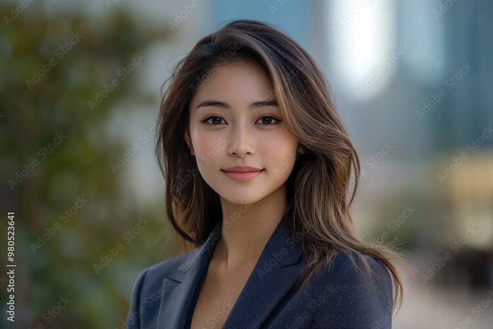 Young businesswoman smiling outdoors in the city Young businesswoman smiling outdoors in the city