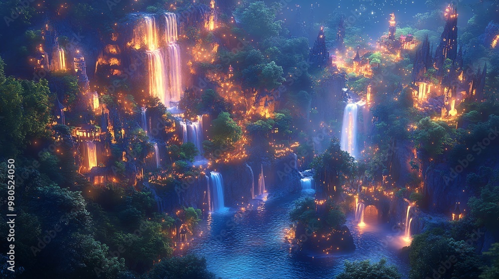 A breathtaking birds-eye view of a fantasy world A breathtaking birds-eye view of a fantasy world