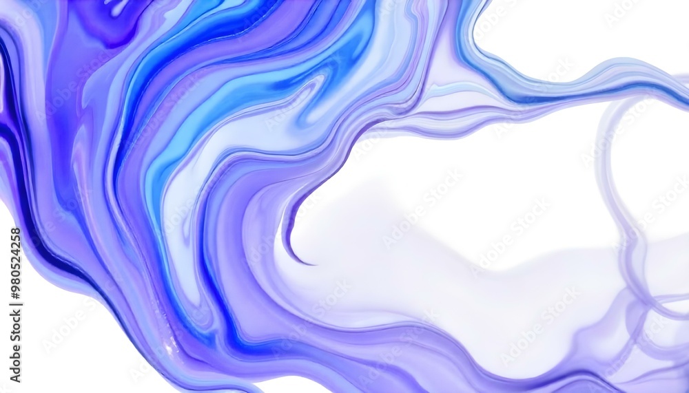 Colorful abstract swirls of blue, purple, and white paint or liquid flowing and twisting against a light background Colorful abstract swirls of blue, purple, and white paint or liquid flowing and twisting against a light background