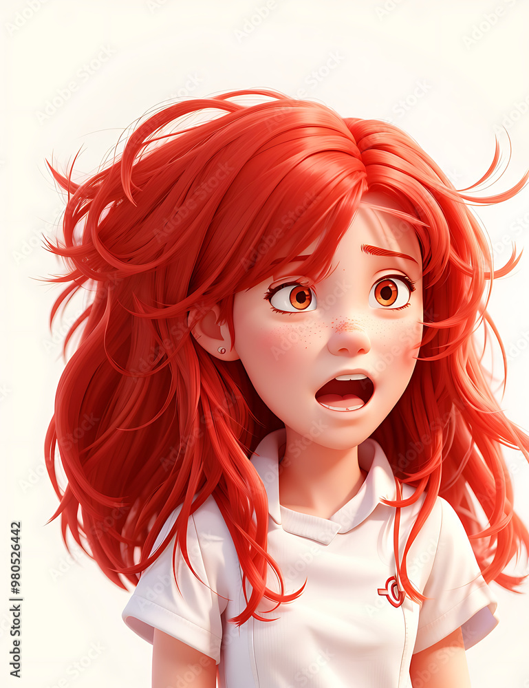 Fototapeta premium red hair cartoon women