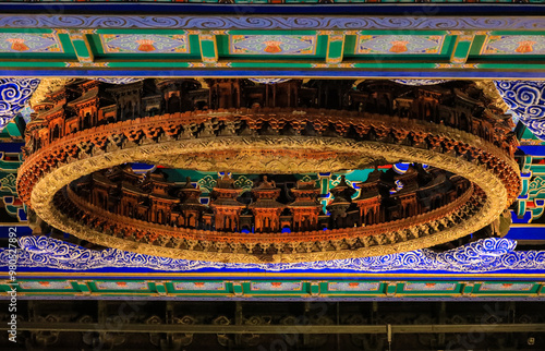 Caisson ceiling, ancient Chinese architecture photo