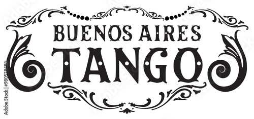 Tableau sur toile Buenos Aires Tango cartel con tipografía fileteado porteño