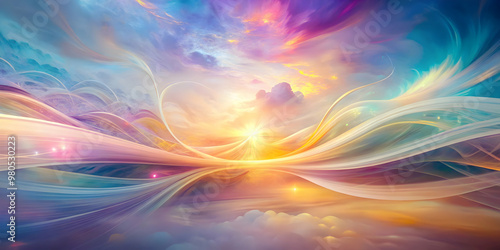 Wallpaper Mural Celestial Dawn: A symphony of color paints the sky as ethereal ribbons of light dance across the horizon, heralding a new day filled with hope and wonder.  Torontodigital.ca