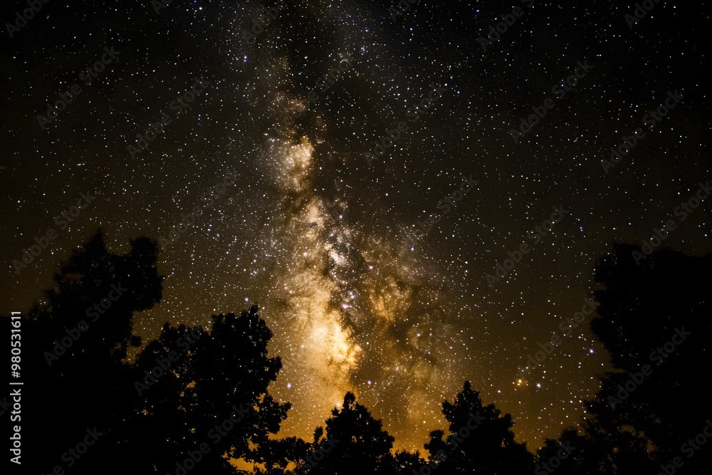 A starry night sky with the Milky Way galaxy