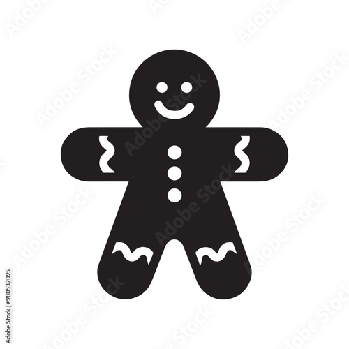 Christmas Design Element Clipart - Xmas Gingerbread Silhouette Vector illustration 