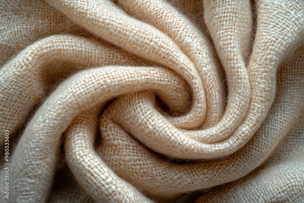 Beige Knit Fabric Texture Soft Wool Blanket Cozy Swirl Pattern Natural Fiber Textile Background Beige Knit Fabric Texture Soft Wool Blanket Cozy Swirl Pattern Natural Fiber Textile Background