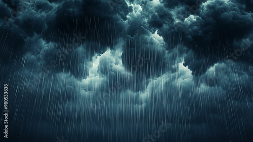Dark cloud heavy rainstorm, Rain pouring down from dark , Stormy