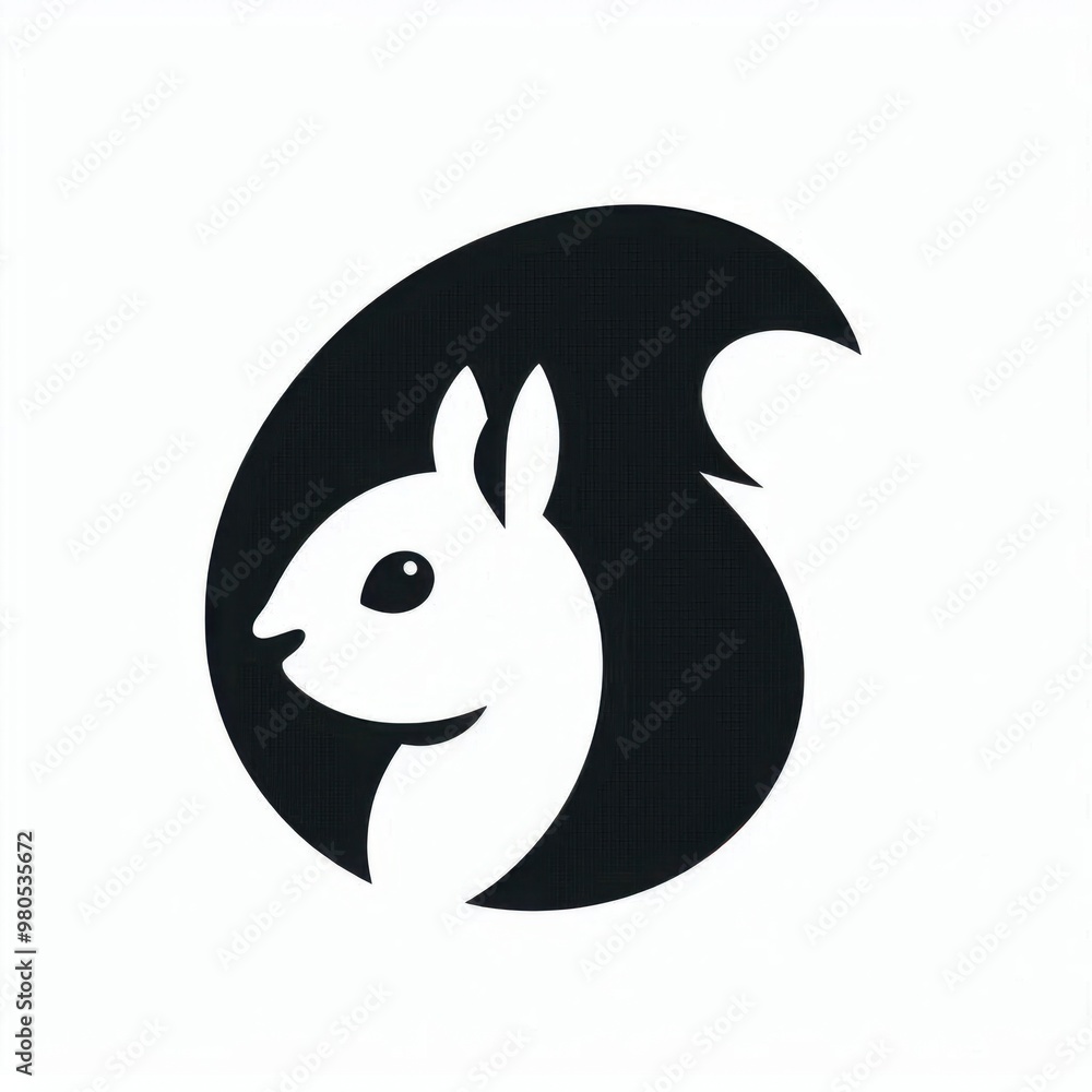A simple silhouette of a squirrel's head icon on a white background. A simple silhouette of a squirrel's head icon on a white background.