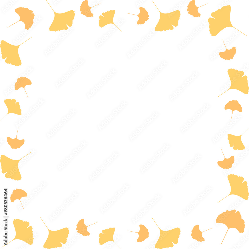 Cartoon autumn ginkgo leaf frame border illustration Cartoon autumn ginkgo leaf frame border illustration