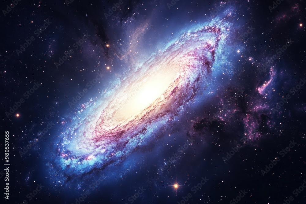 Fototapeta premium A Spiral Galaxy Amidst a Starry Universe
