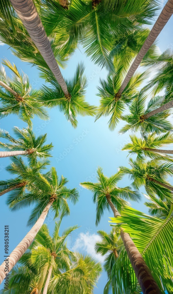 Tropical Palm Trees Against Clear Blue Sky In Brasil Tropical Palm Trees Against Clear Blue Sky In Brasil