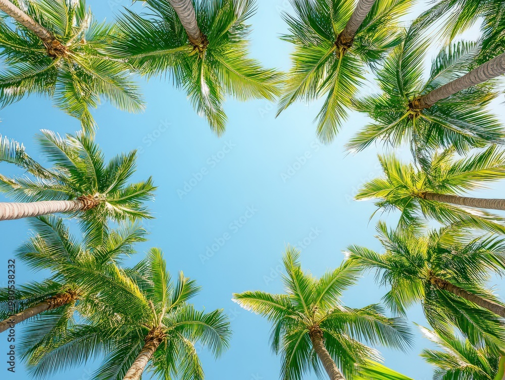 Tropical Palm Trees Against Clear Blue Sky In Brasil Tropical Palm Trees Against Clear Blue Sky In Brasil