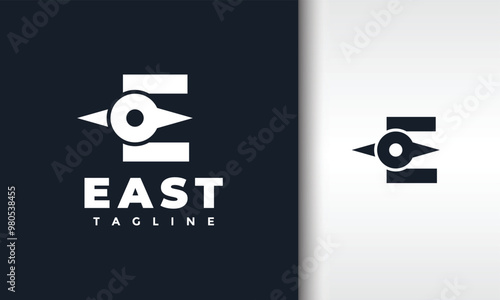 letter E east direction logo