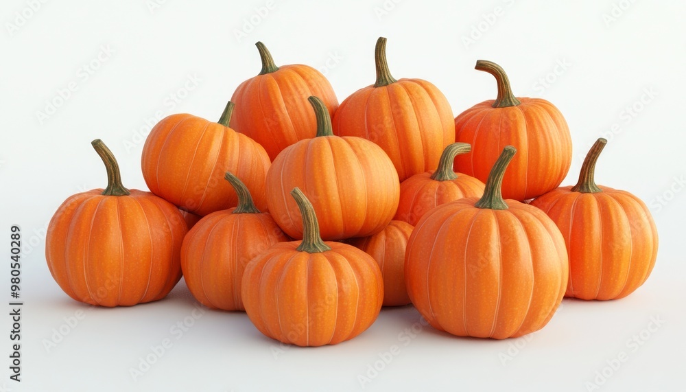 Pumpkins Stacked for Fall Decoration on a Clean White Background with Minimalist Style Pumpkins Stacked for Fall Decoration on a Clean White Background with Minimalist Style