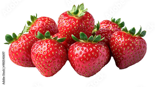 Juicy strawberries on a transparent background