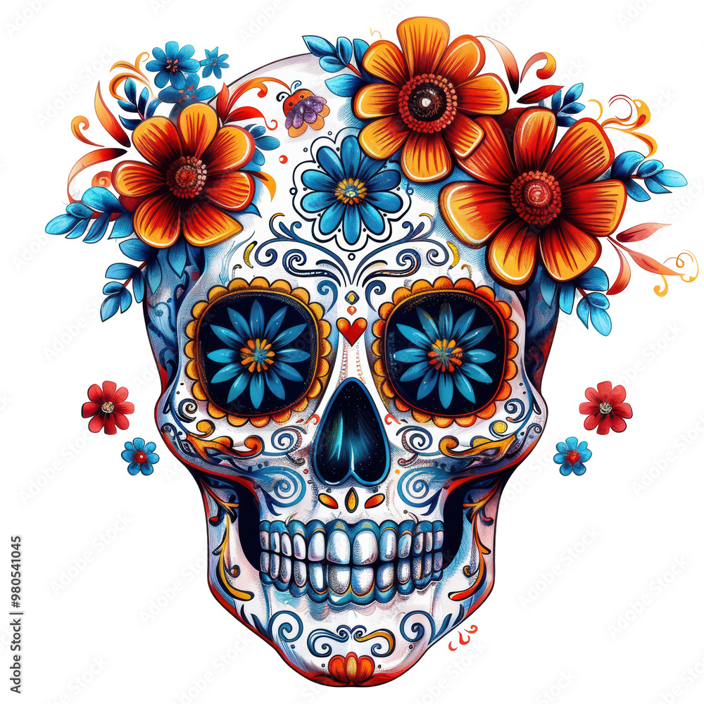 Day of the Dead Mexican Holiday Symbol Isolated on Transparent or White Background, PNG Day of the Dead Mexican Holiday Symbol Isolated on Transparent or White Background, PNG