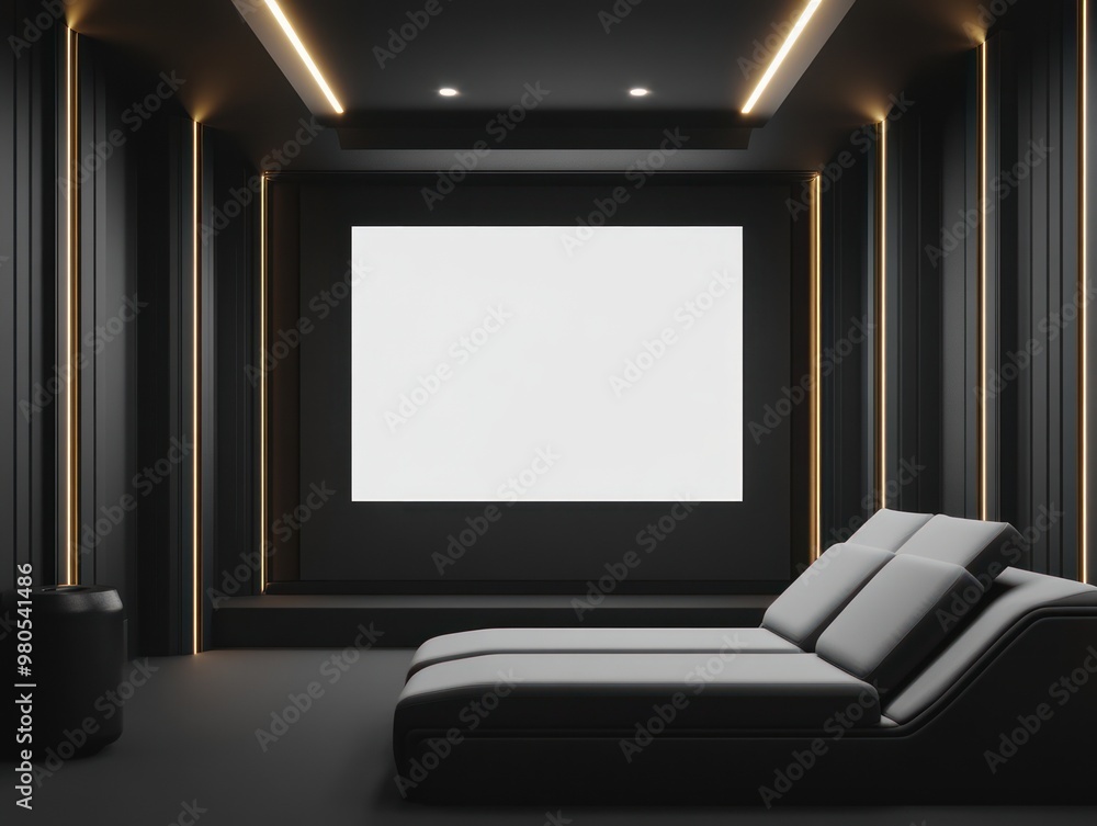 Fototapeta premium modern home cinema in dark colors with a blank screen