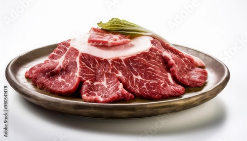 Korean Food, Galbi on white background isolated.