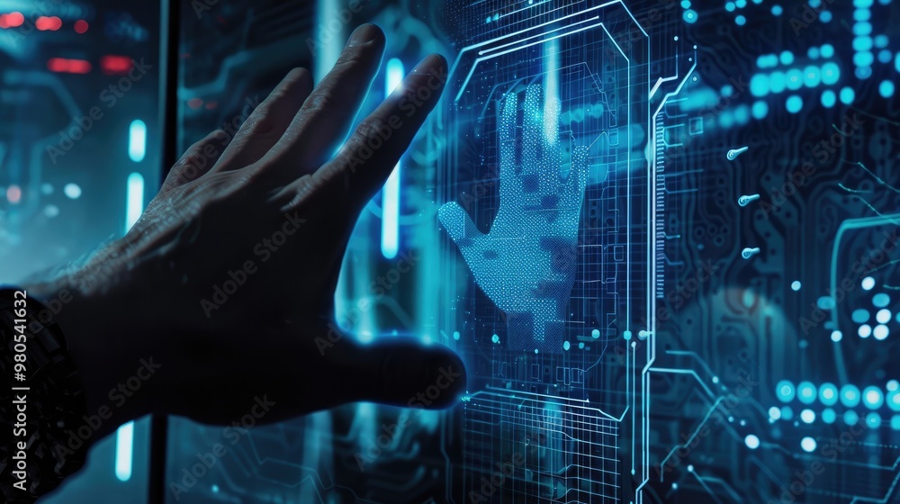 Modern technology mwabackground with hand Modern technology mwabackground with hand