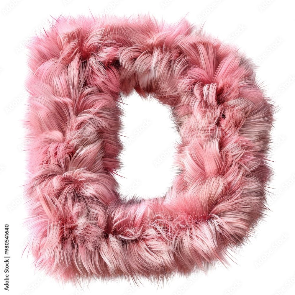 Pink Fur Letter D Isolated on Transparent or White Background, PNG Pink Fur Letter D Isolated on Transparent or White Background, PNG