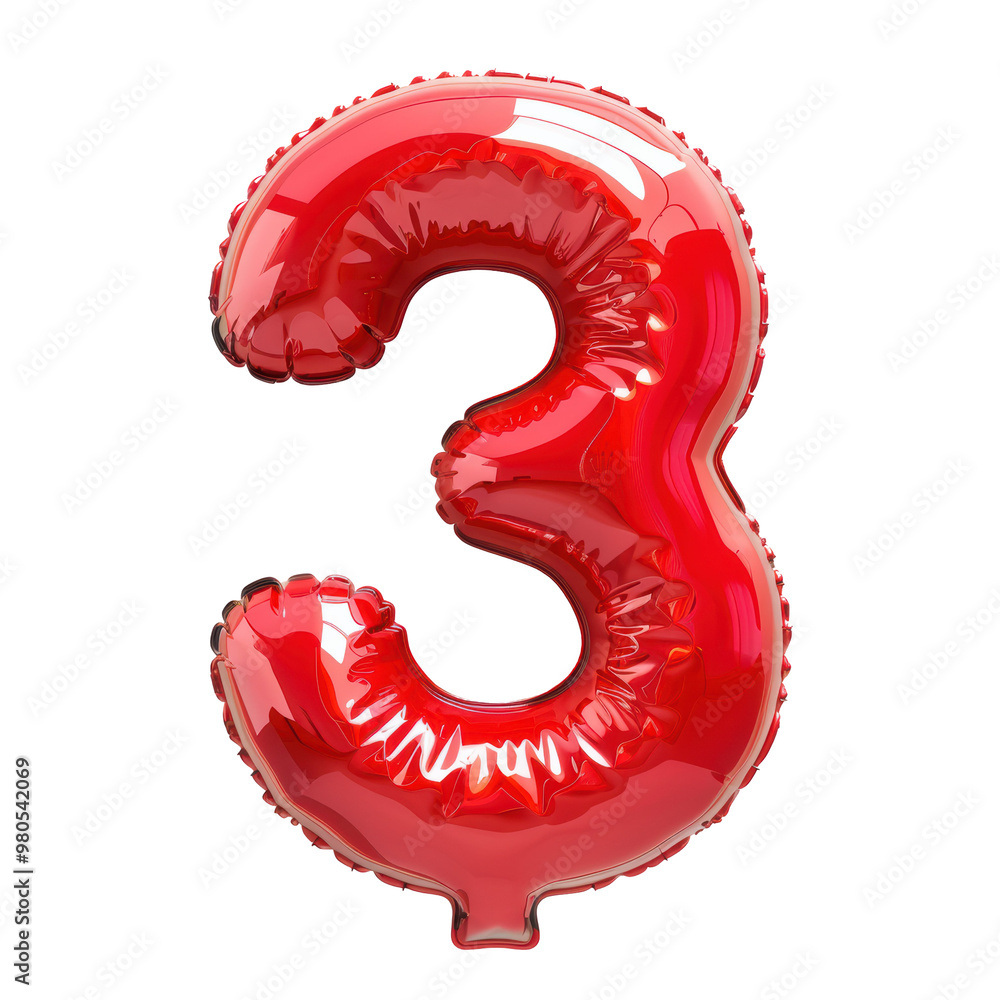 Inflatable Red Number Figure Isolated on Transparent or White Background, PNG Inflatable Red Number Figure Isolated on Transparent or White Background, PNG