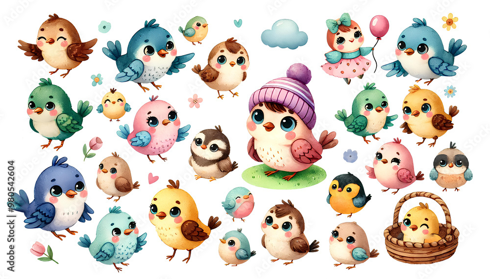 Obraz premium clip art of various birds 
