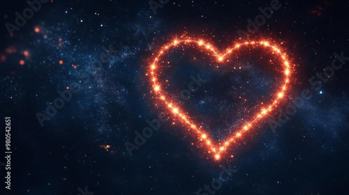 Astrological symbols aligned in a heart shape constellation, glowing against a cosmic background