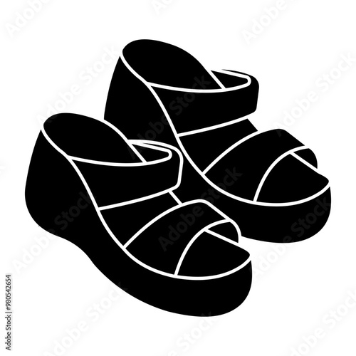 An icon design of ankle strap shoe