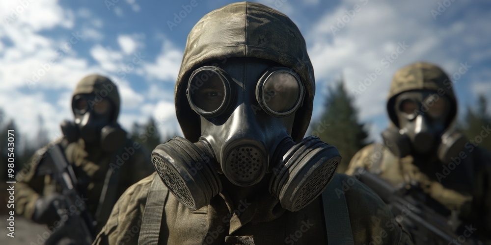 Soldiers in Gas Masks Soldiers in Gas Masks