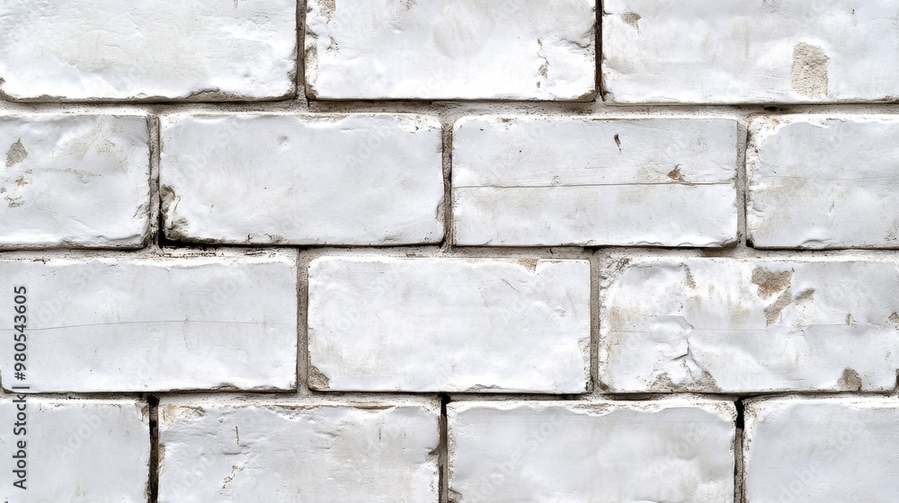 White brick wall texture displayed in a grid pattern, each brick ...